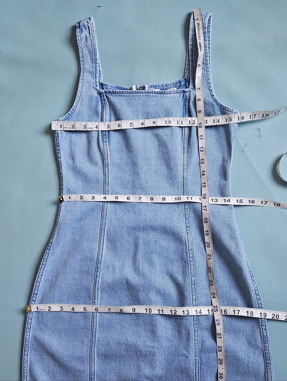 Abercrombie & Fitch Blue Denim Square Neck Sleeveless Column Midi Dress M - Picture 4 of 10